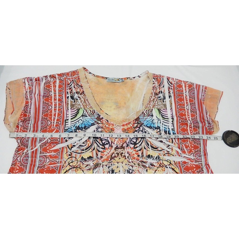 Unity World Wear Plus 2X Top Blouse V-Neck T-Shirt Short Dolman Sleeve Casual - Picture 10 of 11